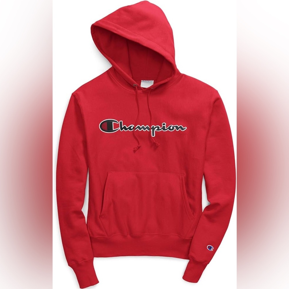 Vintage Champion Red Hoodie Unisex Size L